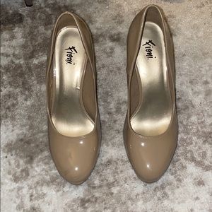 Shiny nude pump heels BOGO